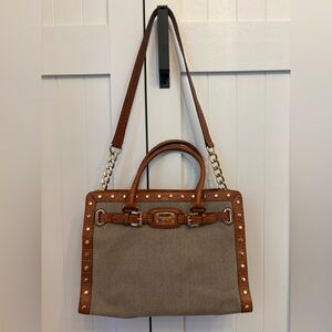 Michael Kors Hamilton Legacy EUC Like New Hemp Embossed Crocodile Leather Tan